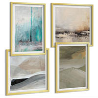 BILDER SET 4er Set - 50x50 cm & 40x60 cm Goldrahmen - Gemalte abstrakte Dekorationen - Goldfarben, Kunststoff (50/50cm) - TULUP