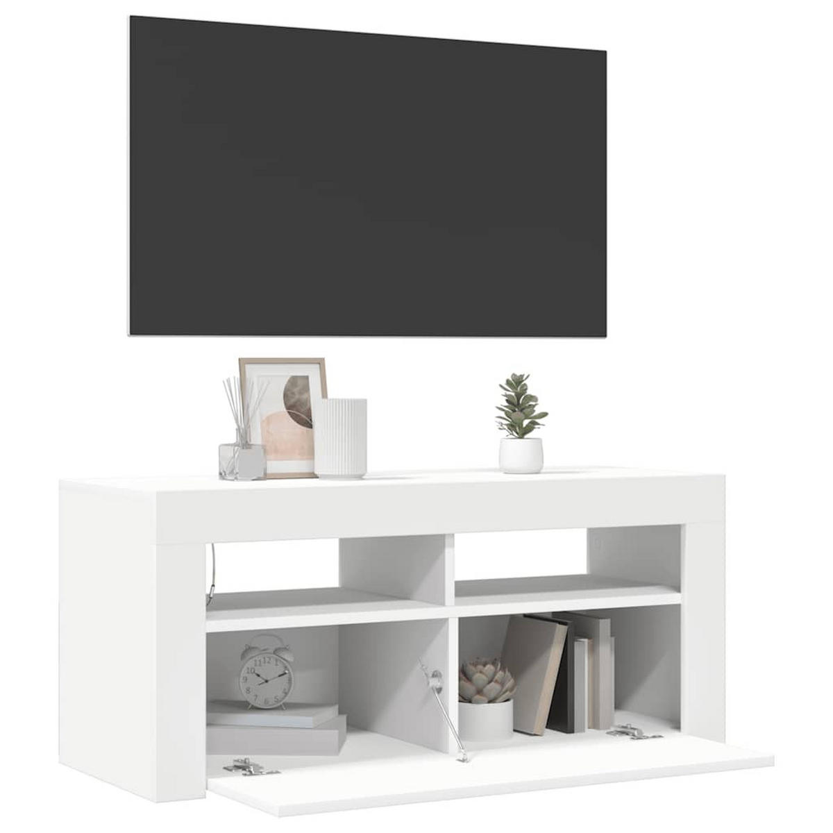 TV-SCHRANK Mit Led-Leuchten Weiß 90/35/40 Cm - Weiß, Holz (90/40/35cm) - vidaXL