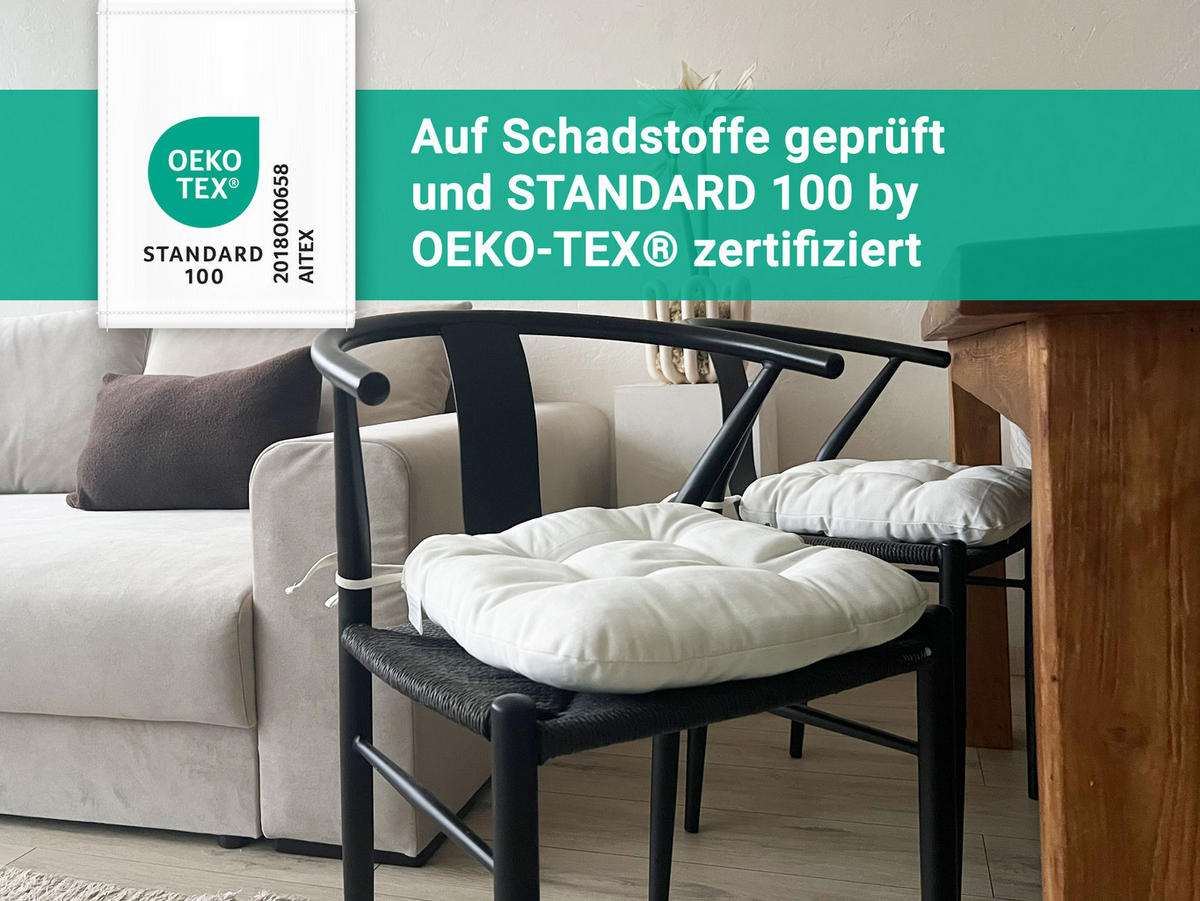 STUHLKISSEN, 4er-Set, 55% Baumwolle, 45% Polyester - Creme, Textil (38/38/6cm) - Zollner