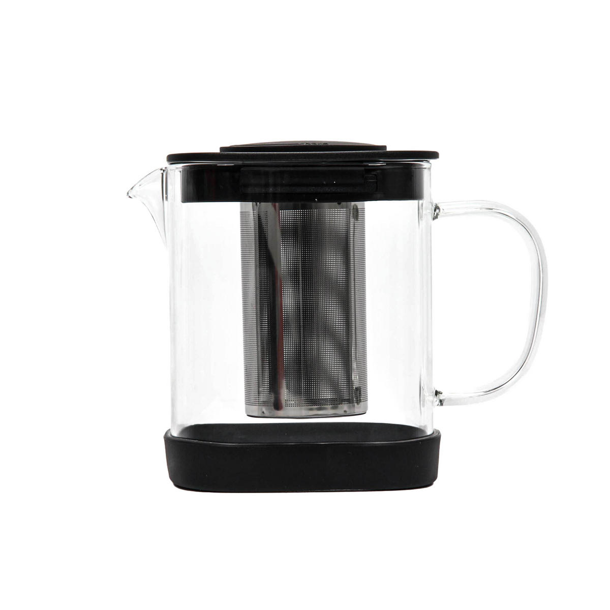 TEEKANNE quadratisch mit Teesieb 1 l - Schwarz, Glas (1L)