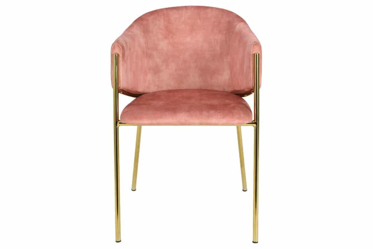 STUHL NOBLESSE Samt Rosé 80 cm - Goldfarben/Rosa, Textil/Metall (52/77/60cm) - riess-ambiente