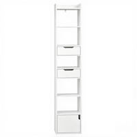 BÜCHERSCHRANK Weiß mit 2 Schubladen und 1 Tür 33/24/181 cm - Weiß, Holz (33/181/24cm) - PANGIVO