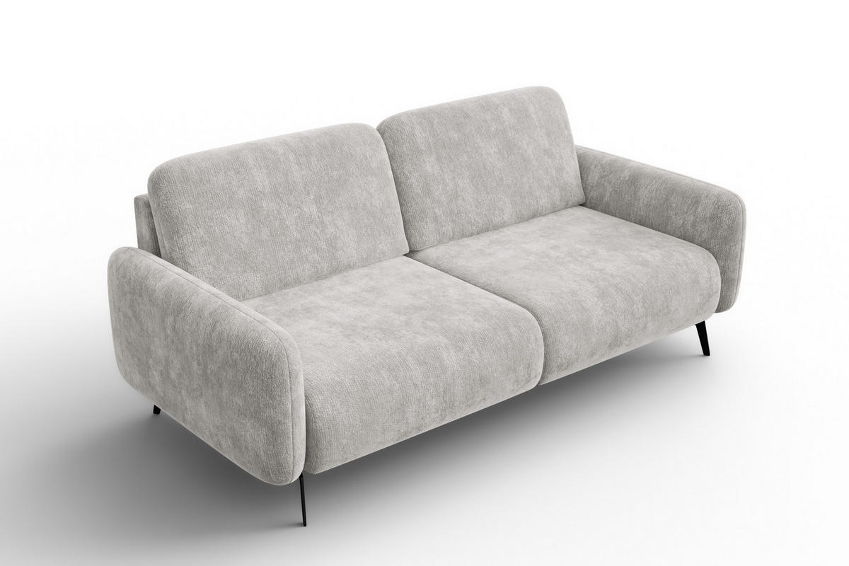 SOFA FEBE 3-Sitzer, hellgrauer Chenille-Stoff - Hellgrau/Schwarz, Holz/Textil (190/82/96cm) - Wozimo