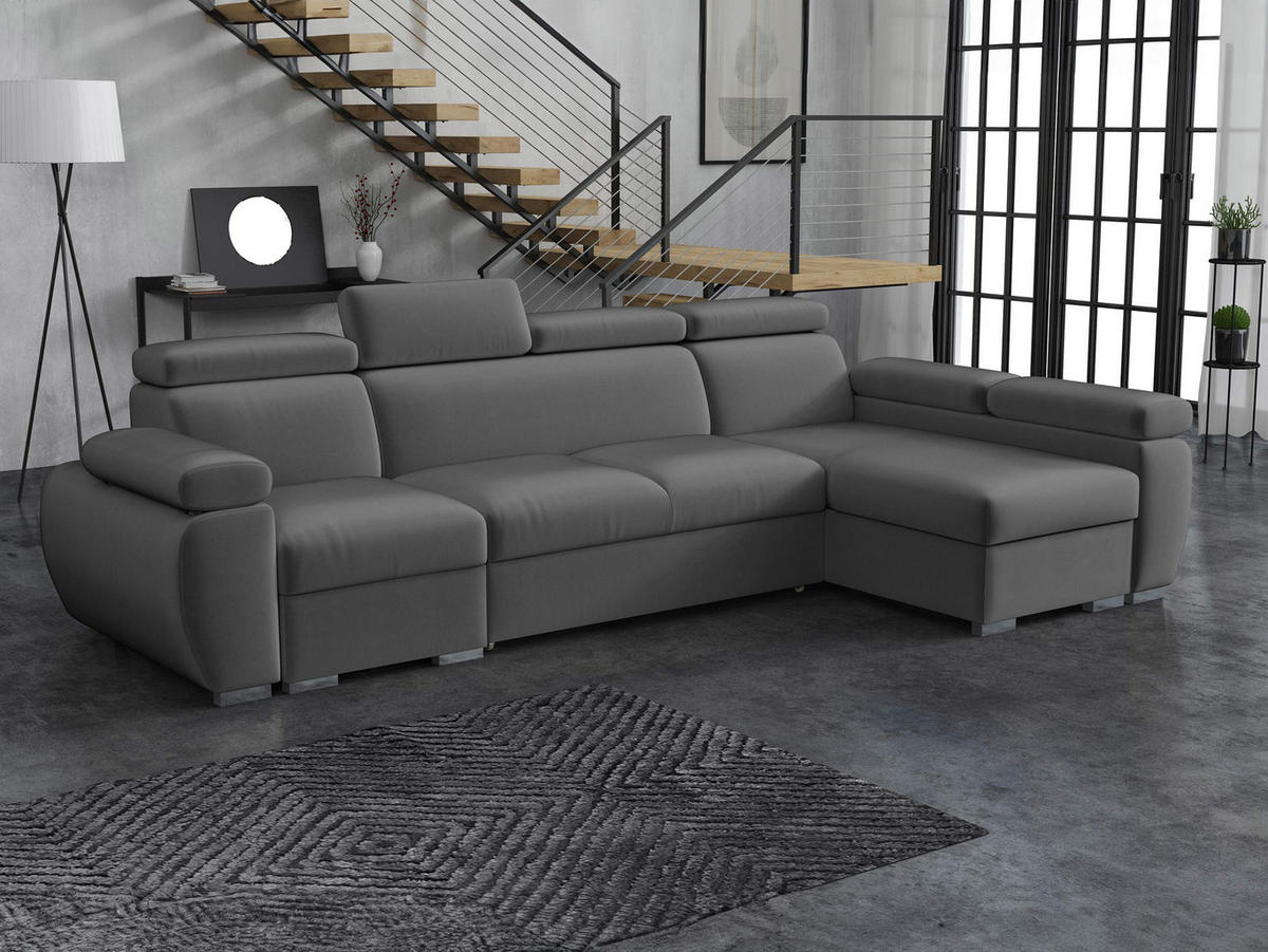 ECKSOFA Boston LCP, Seite: Rechts 1P(65)+2R+LCP - Silberfarben/Grau, Holz/Textil (320/170cm) - MIRJAN24