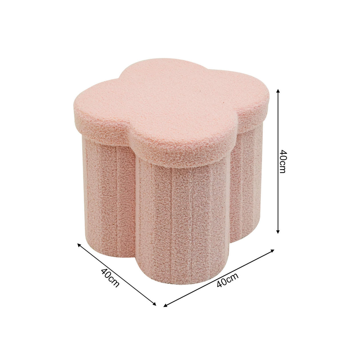 FUSSHOCKER Rosa 40/40/40 cm - Pink, Textil (40/40/40cm) - Mobili Rebecca