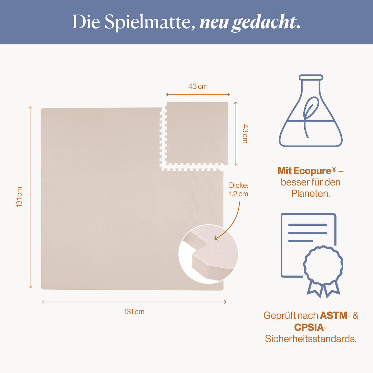 SPIELMATTE Classic Blush rosa 131x131 - Pink, Kunststoff (131/131cm)
