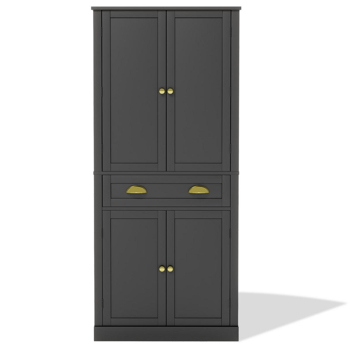 GESCHIRRSCHRANK 80/40/182 cm Schwarz mit 4 Türen, 1 Schublade und 6 Staufächer - Schwarz, Holz (80/182/40cm) - Oxeza