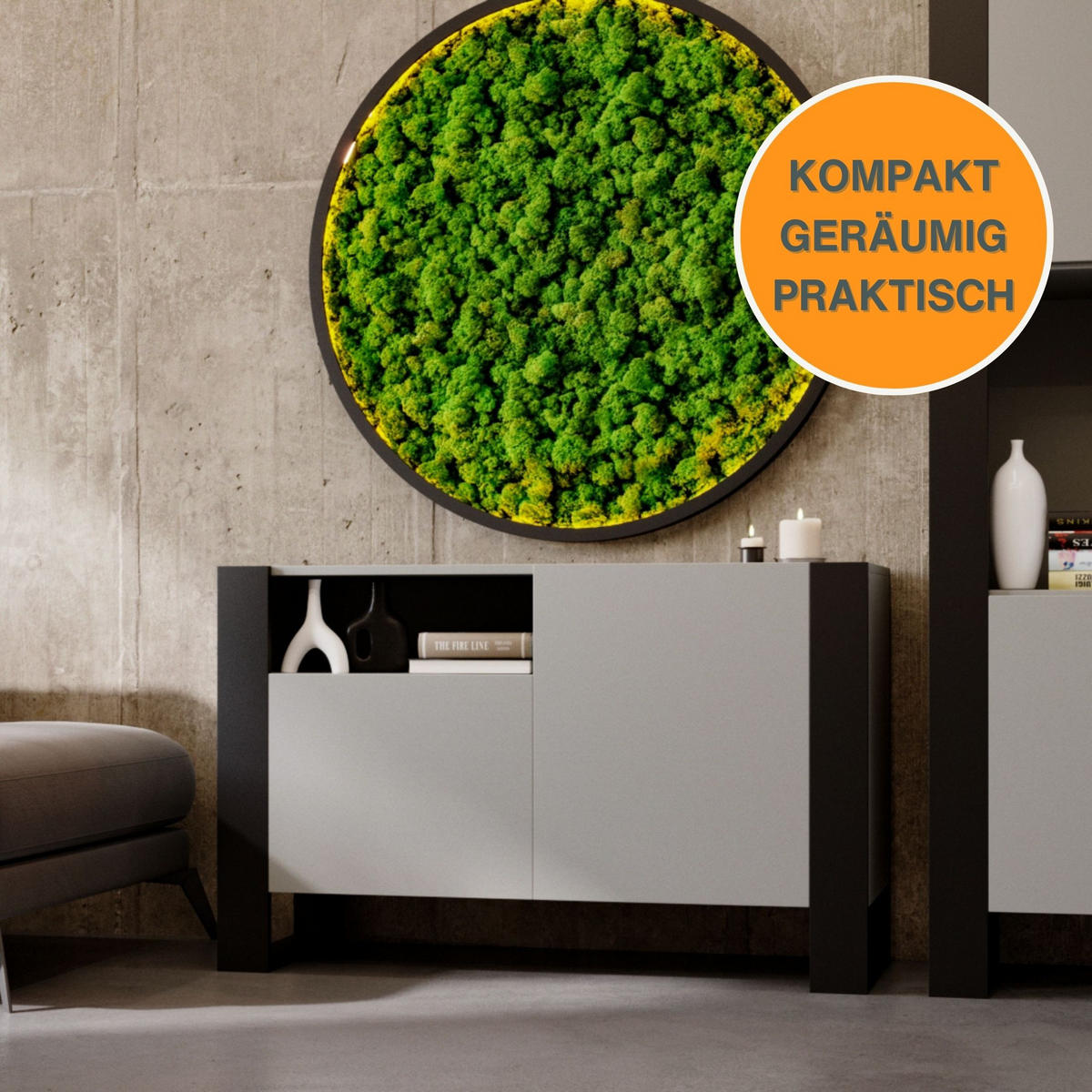 KOMMODE Karo 120/75/43.6 - Dunkelgrau/Schwarz, Holzwerkstoff (120/75/43.6cm) - RAUMHIRSCH FURNITURE