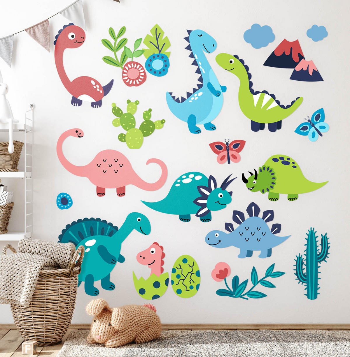 AUFKLEBER 80x144 cm Dinosaurier Pflanzen - Türkis, Kunststoff (80/144/0.1cm) - TULUP