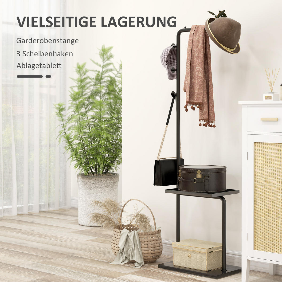 GARDEROBENSTÄNDER - Schwarz, Metall (28/148/45cm) - HOMCOM