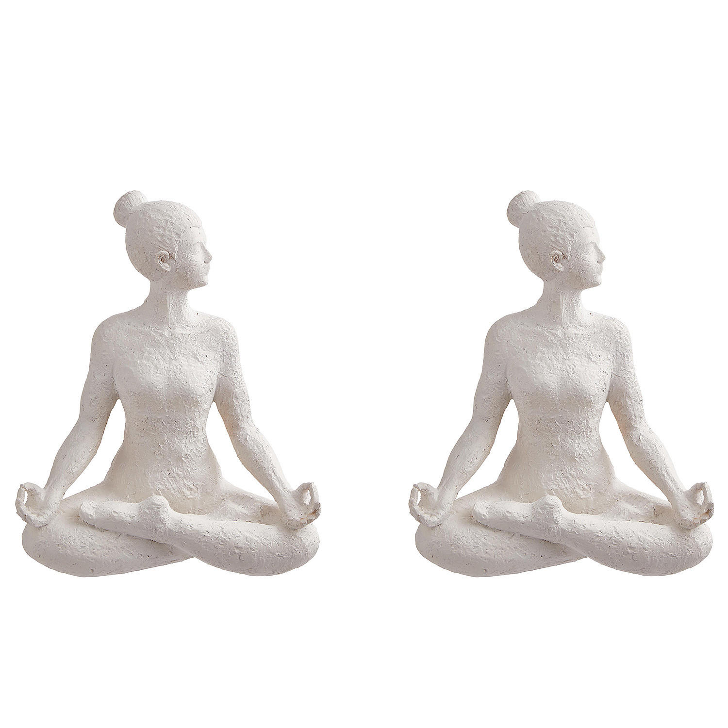 DEKO-STATUE (2er Set) Lotus - Weiß, Stein (18/24/15cm) - BUTLERS