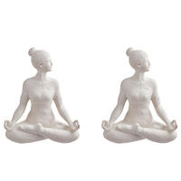 DEKO-STATUE (2er Set) Lotus - Weiß, Stein (18/24/15cm) - Butlers