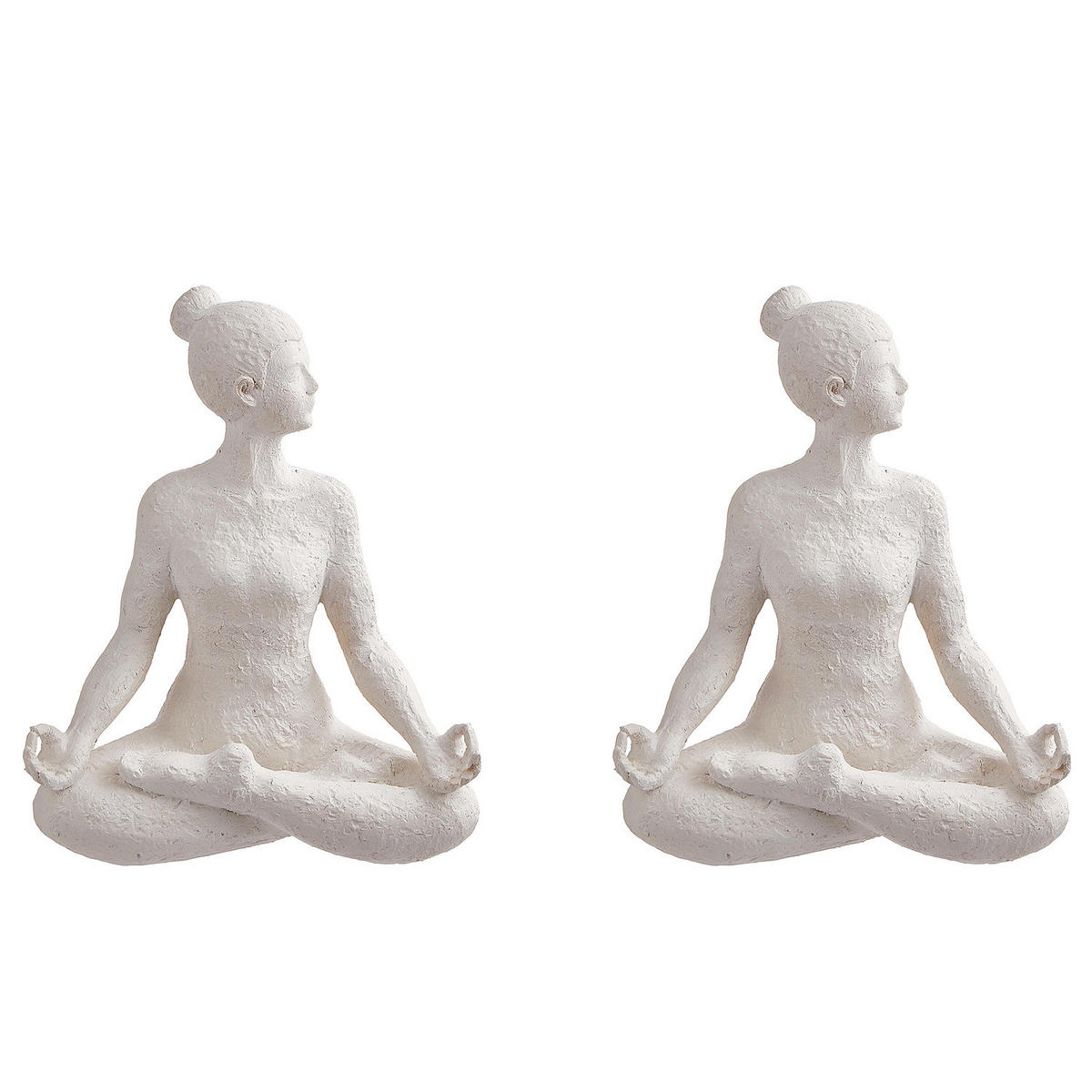 DEKO-STATUE (2er Set) Lotus - Weiß, Stein (18/24/15cm) - Butlers