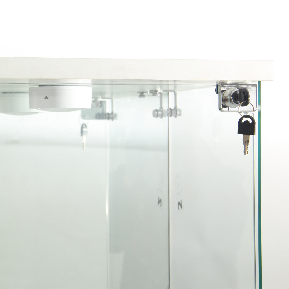 GLASVITRINE mit 4 Einlegeböden, Einzeltür, LED-Beleuchtung und Sicherheitsschloss, weiß - Weiß, Metall (36.5/164/42.5cm) - BRILVERDE