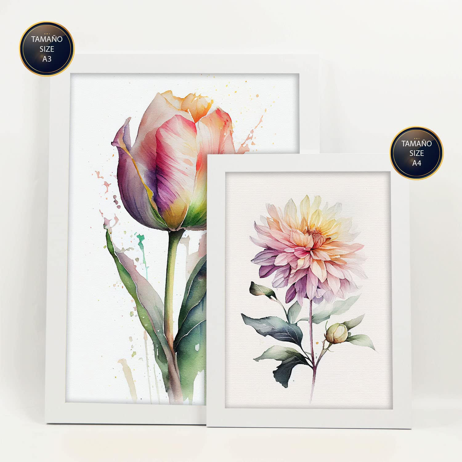 POSTER Set Mit 6 Wilde Blumen Vollfarbige Natur Und Botanikdrucke Mit Blumenmotiven Auf Reinweißen Hintergründen A3 & A4 Weißer Rahmen - Weiß, Papier (29/3cm) - Nacnic