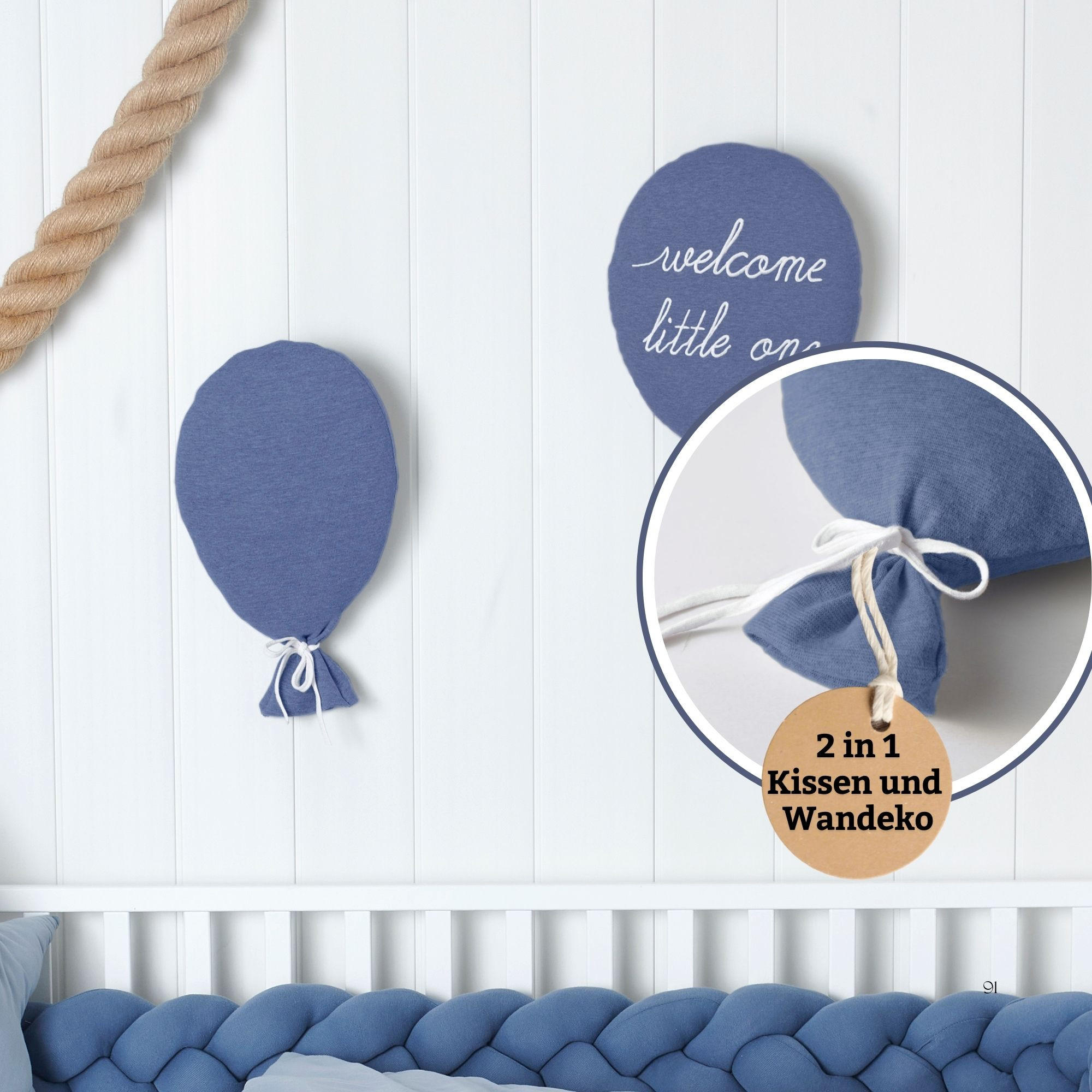 KISSEN Zierkissen Ballonkissen Kinderkissen Kinderzimmer Deko Wanddeko Ballon - Blau, Textil (30/25cm) - nordic coast company