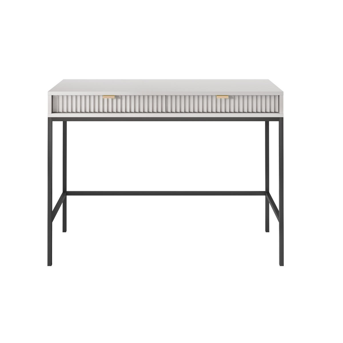 SCHMINKTISCH Nova Grau, Schwarze Beine, Konsoletisch mit Schubladen - Schwarz/Grau, Holzwerkstoff/Metall (50/104/78cm) - Bettso