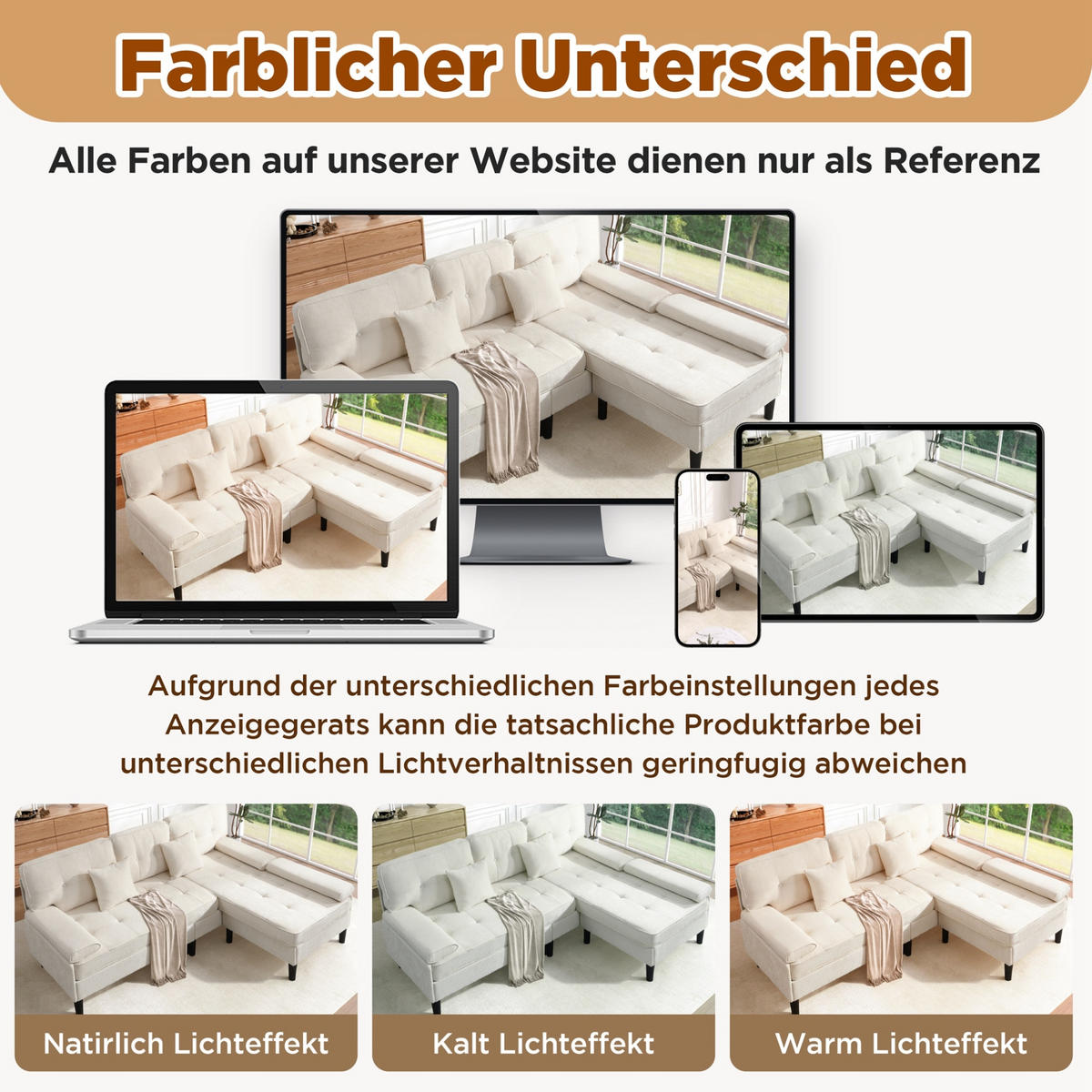 ECKSOFA 195/149/86 cm hellbeige aus Chenille mit Fußbank - Beige, Textil (149/195cm) - OKWISH