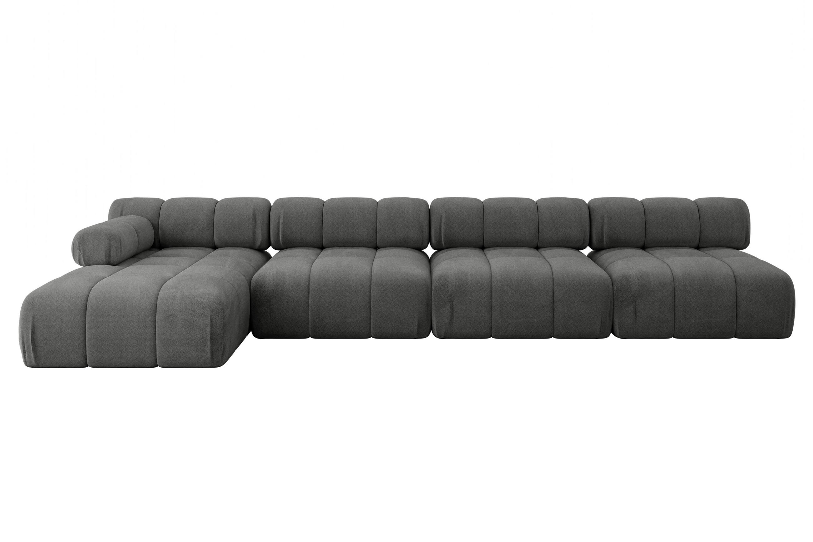 ECKSOFA modulares Sofa Razon-L3 - 380x160x70 cm Dunkelgrau Velours - Dunkelgrau, Holzwerkstoff/Textil (380/160cm) - ALTDECOR