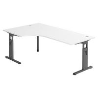 SCHREIBTISCH Serie-O 120/200/74 cm in Weiß/Graphitfarben - Graphitfarben/Weiß, Holzwerkstoff (120/200/74cm) - bümö
