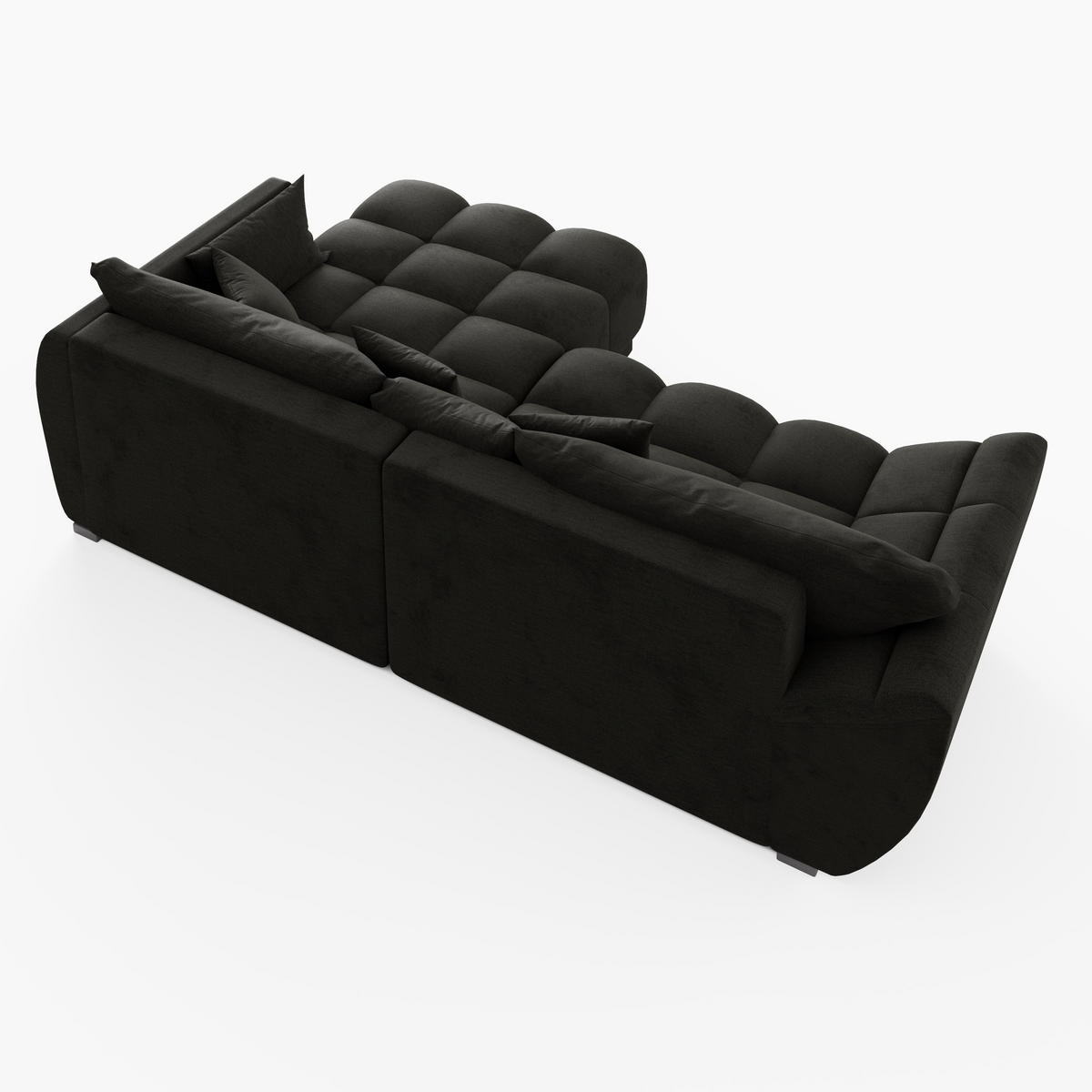 ECKSOFA LARGO Rechts Gelb Velours-Stoff L-Form Couch mit Schlaffunktion & Bettkasten - Gelb/Schwarz, Holz (285/180cm) - Barchello