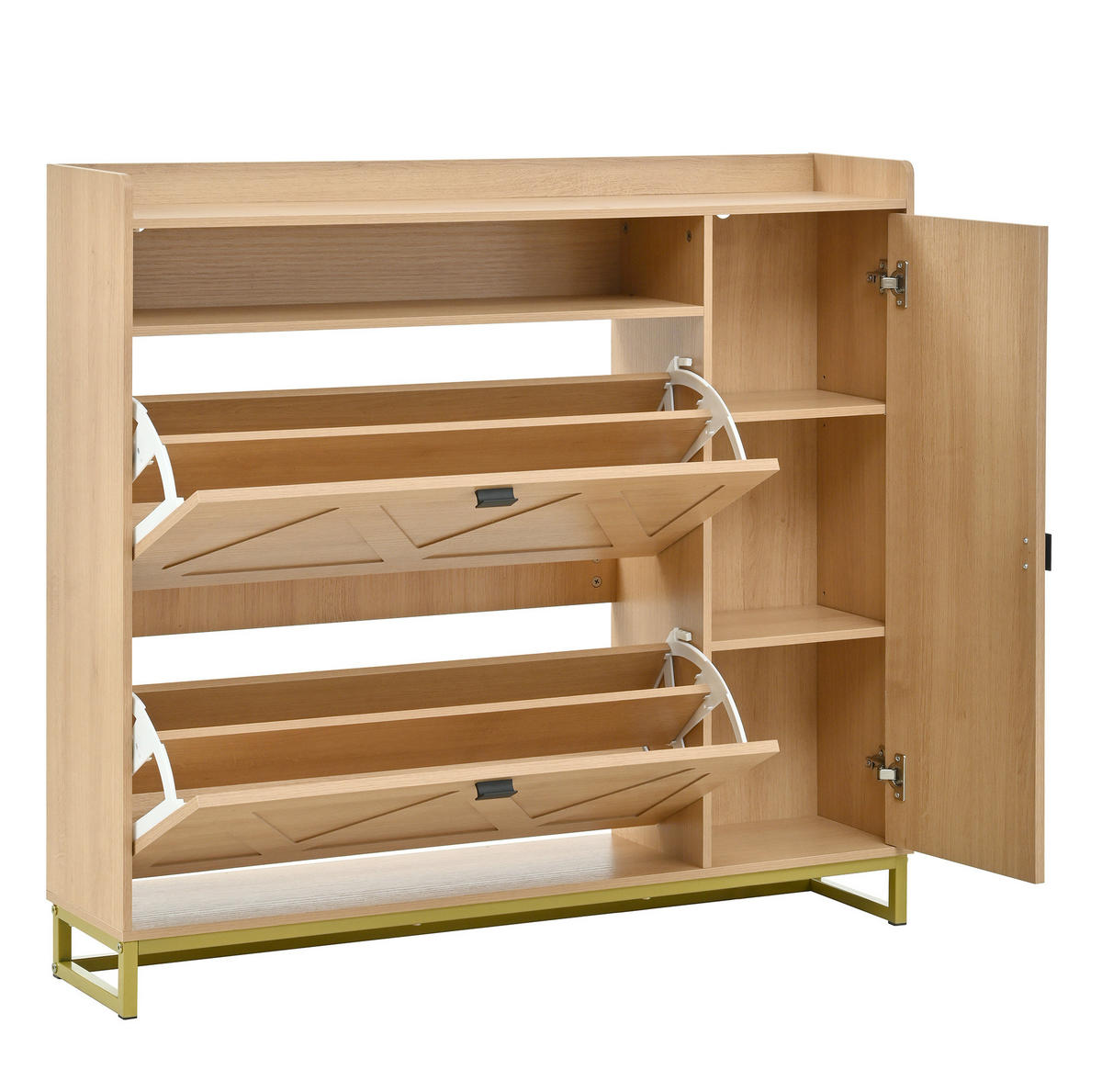 SCHUHSCHRANK mit Klappfächern 110 x 24 x 100 cm Natur - Braun, Holzwerkstoff (24/100/110cm) - Beauniv