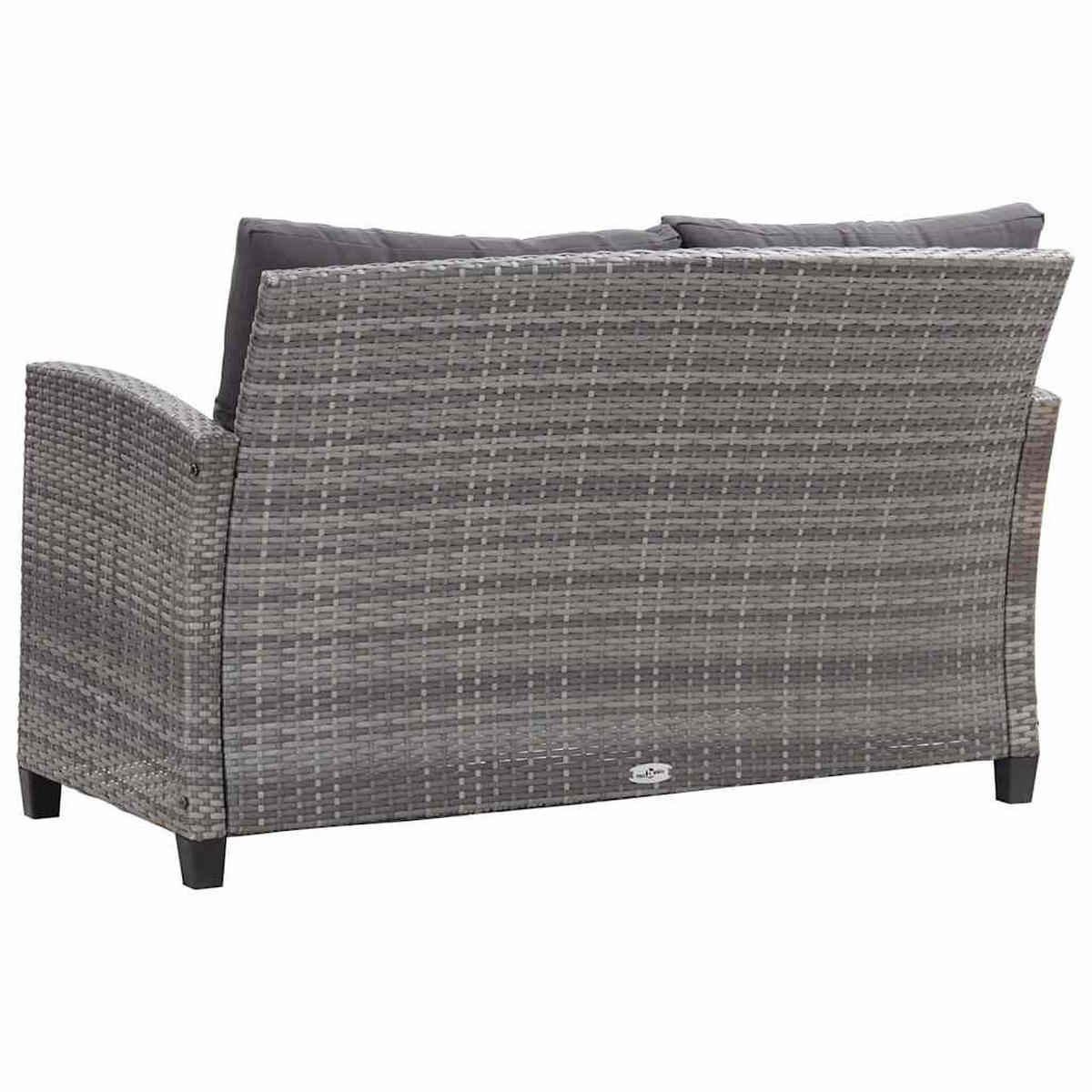 LOUNGESOFA mit Dunkelgrau Kissen und Armlehnen, 124/68/77 cm, aus Poly Rattan, Grau - Dunkelgrau, Naturmaterialien/Textil (68/77/124cm) - vidaXL