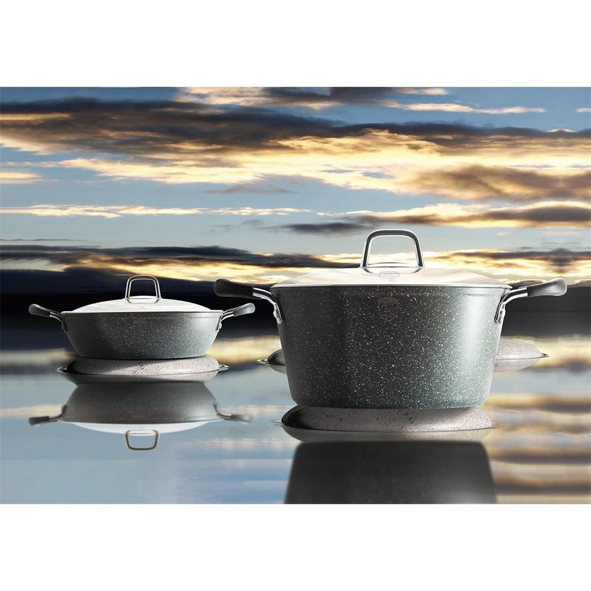 TOPF Grau 28/28/7.5 cm BH1158 - Grau, Metall (28cm) - Berlinger Haus