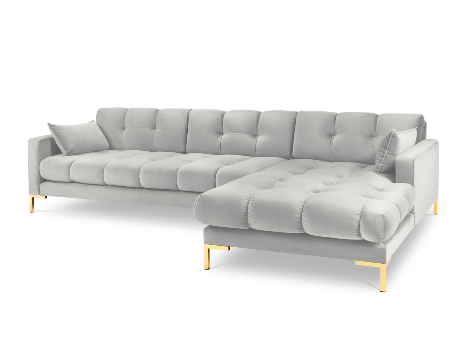 ECKSOFA rechts Mamaia aus Samt silber 5 Sitzplätze - Silberfarben, Textil (185/293cm) - Micadoni