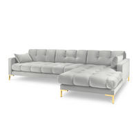 ECKSOFA rechts Mamaia aus Samt silber 5 Sitzplätze - Silberfarben, Textil (185/293cm) - Micadoni