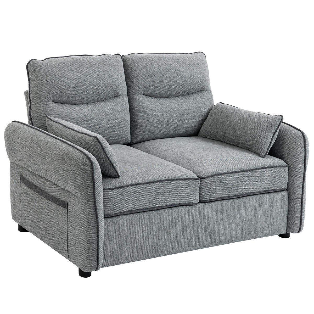 SOFA, 2-Sitzer, ägyptischer Samt, 2 Kissen, Seitentasche, grau, 136x81x90cm - Multicolor, Holzwerkstoff (136/90/81cm) - FORIOUS