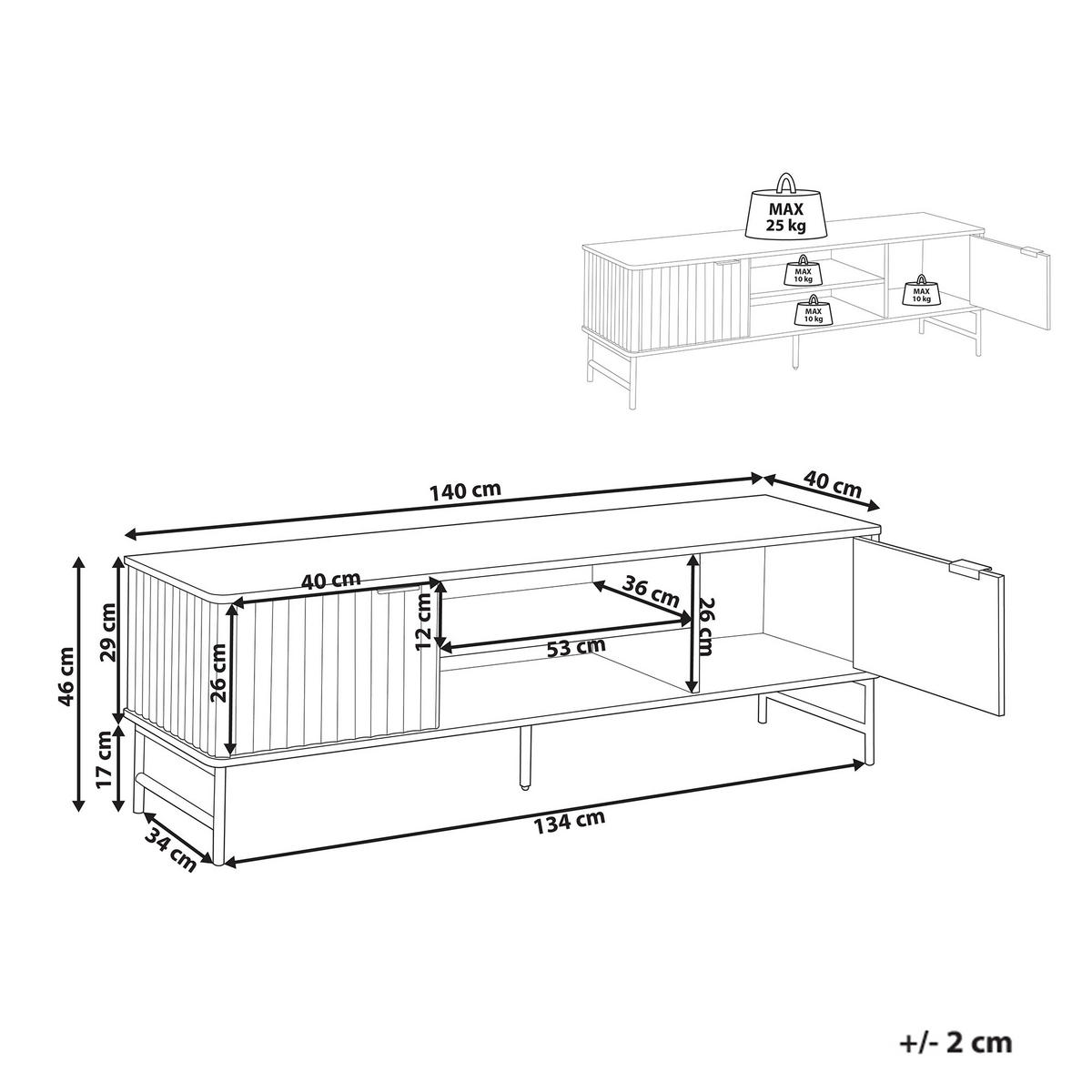 TV-MÖBEL Schwarz Glastonbury - Schwarz, Holzwerkstoff (140/46/40cm) - Beliani