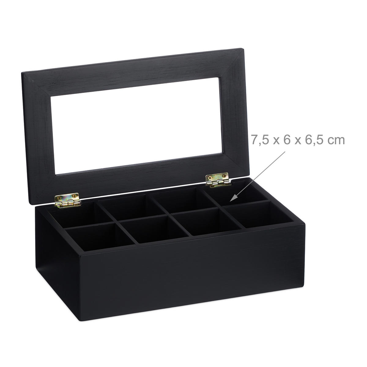 TEEBOX - Schwarz, Holz/Kunststoff (28/9/16cm) - Relaxdays