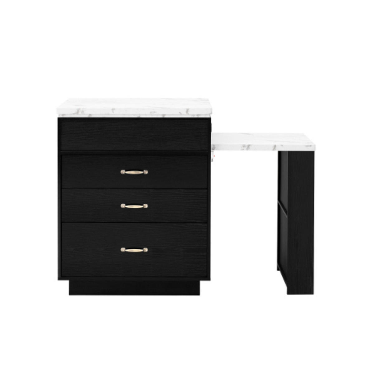KÜCHENINSEL mit LED und Ladestation schwarz 125,5-187,5×71×93 cm aus MDF - Schwarz, Holzwerkstoff (187.5/93/71cm) - Luhomfu