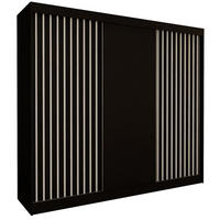 SCHWEBETÜRENSCHRANK LAMELLO 240/216/61 cm 3-türig Schwarz - Schwarz, Holzwerkstoff (240/216/61cm) - MASSENO
