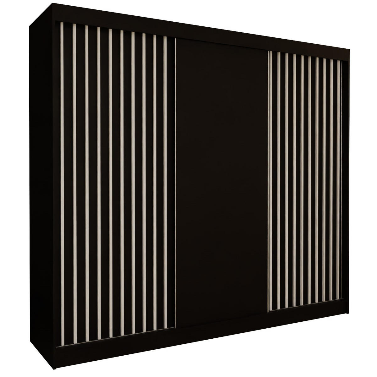 SCHWEBETÜRENSCHRANK LAMELLO 240/216/61 cm 3-türig Schwarz - Schwarz, Holzwerkstoff (240/216/61cm) - MASSENO