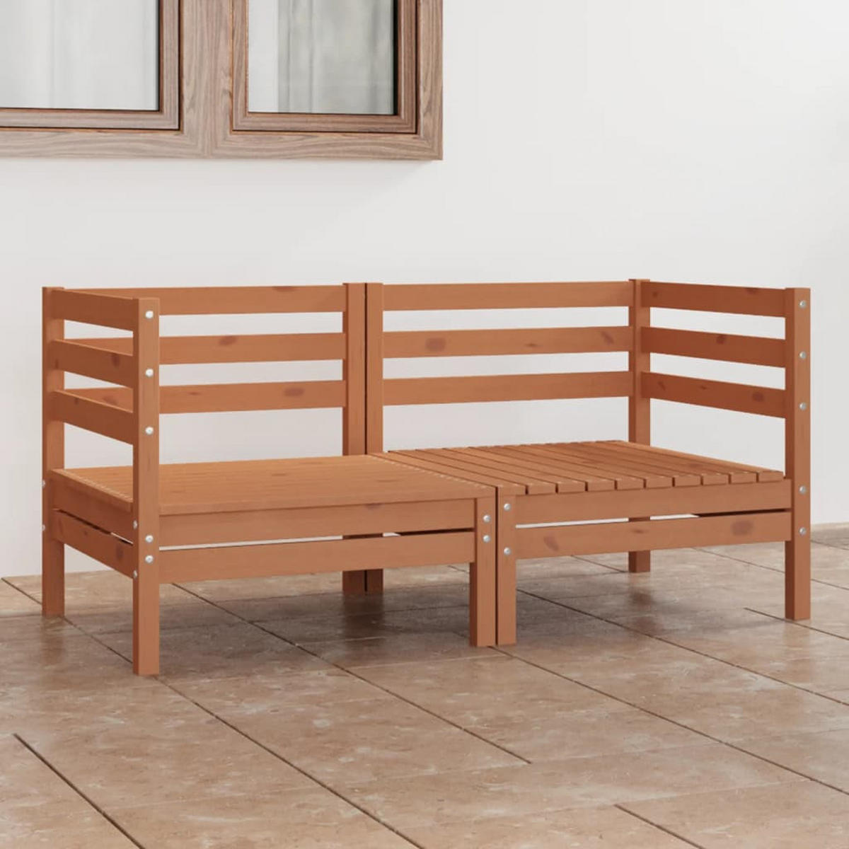GARTENSOFA 2-Sitzer Honigbraun Massivholz Kiefer - Hellbraun, Holz (63.5/63.5/63.5cm) - vidaXL
