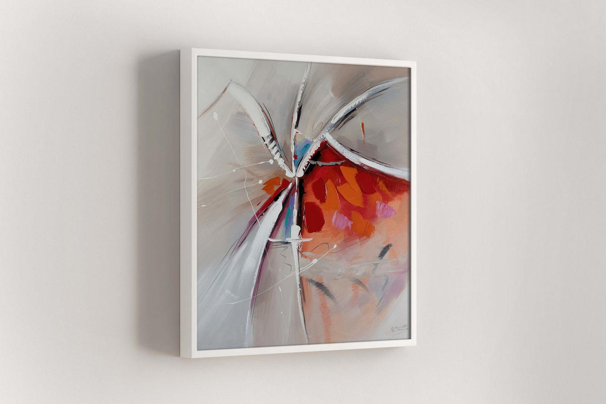 ACRYLBILD HANDGEMALT 80/80 cm - Rot/Weiß, Holz/Textil (80/80cm) - KUNSTLOFT