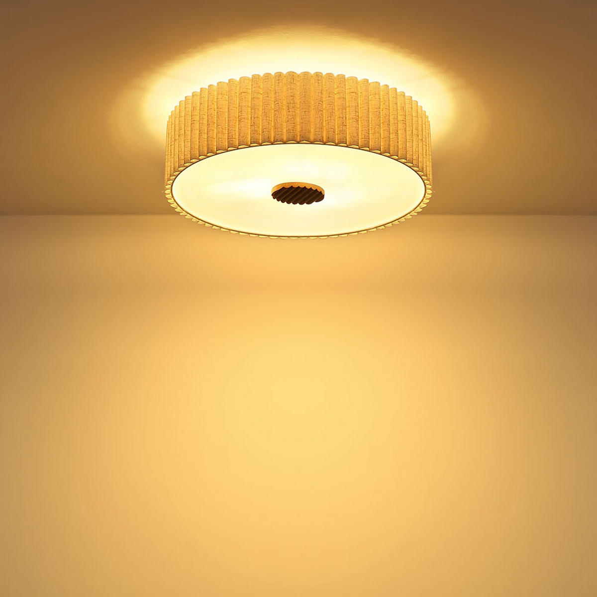 DECKENLEUCHTE JANNIE, Holz, Stoff, Beige, 3-flammig - Beige, Holz (50/50/16.2cm) - Globo Lighting