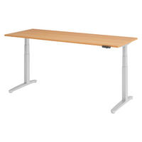 SCHREIBTISCH elektrisch XBHM 80/200/74 cm in Buchefarben/Silberfarben - Buchefarben/Silberfarben, Holzwerkstoff (80/200/74cm) - bümö