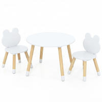 KINDERTISCH mit stuhl weiß(3-tlg) - Weiß, Holzwerkstoff (60/44/60cm) - COSTWAY