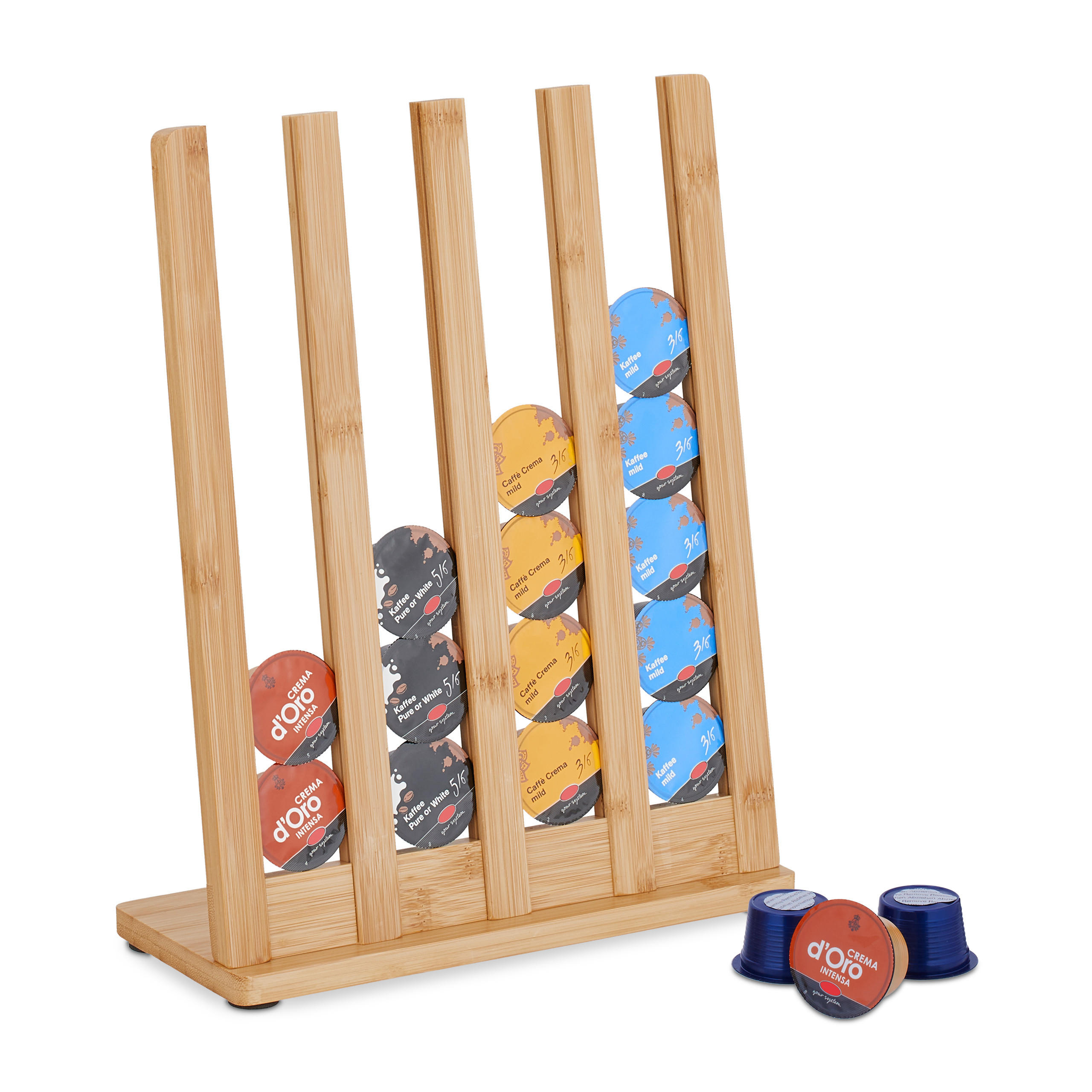 KAPSELHALTER - Hellbraun, Holz (26/34.5/11cm) - Relaxdays