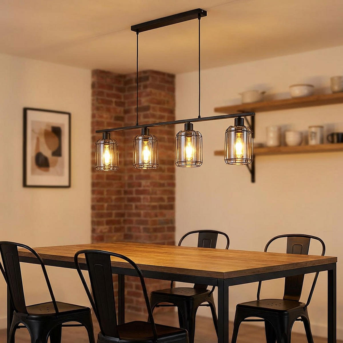 HÄNGELEUCHTE Gorley Metall Schwarz Rauchoptik, 4-flammig - Schwarz, Glas (99/13.1/120cm) - Globo Lighting