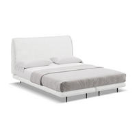 POLSTERBETT Doppelbett mit Matratze Bouclé Stoff Weiß - Schwarz/Weiß, Textil/Metall (140/200cm) - Makamii