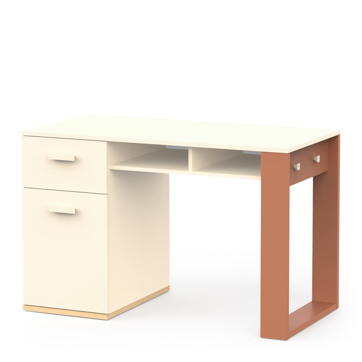 SCHREIBTISCH mit 1 tür, 1 schublade und 2 fächern - camillia 120/59,8/76,5 cm - Beige, Holz (59.8/76.5/120cm) - Demeyere