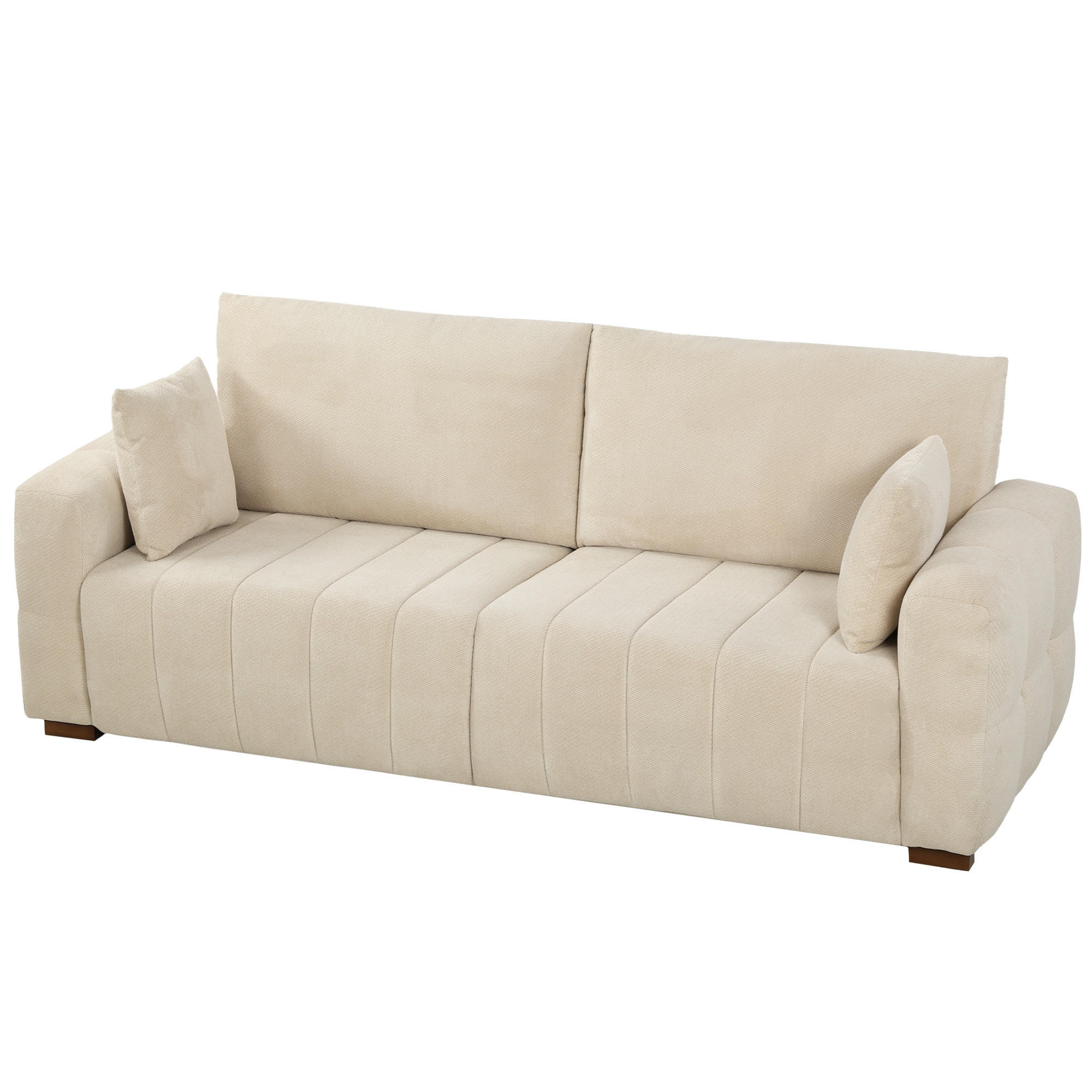 3-SITZER-SOFA Polyester Cremeweiß - Creme, Holz/Textil (86/84/220cm) - HOMCOM
