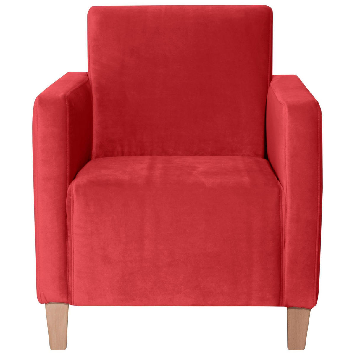 SESSEL Karol Bezug Samtvelours Buche natur / rot - Rot, Kunststoff (71/81/70cm) - 58aufmkessel