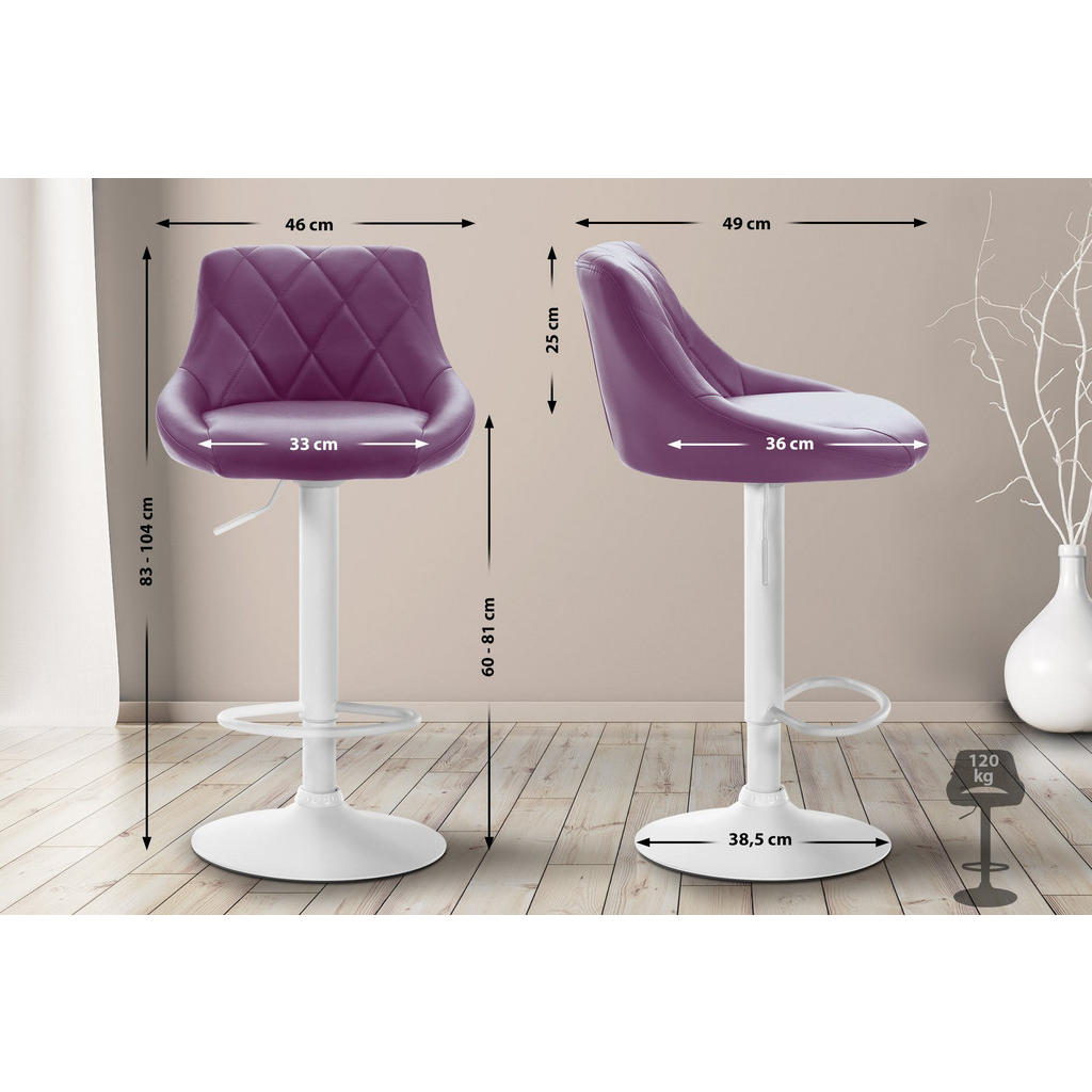 Thumbnail - CLP Barhocker, Lila, Textil, 46x83x49 cm, Esszimmer, Barmöbel, Barhocker
