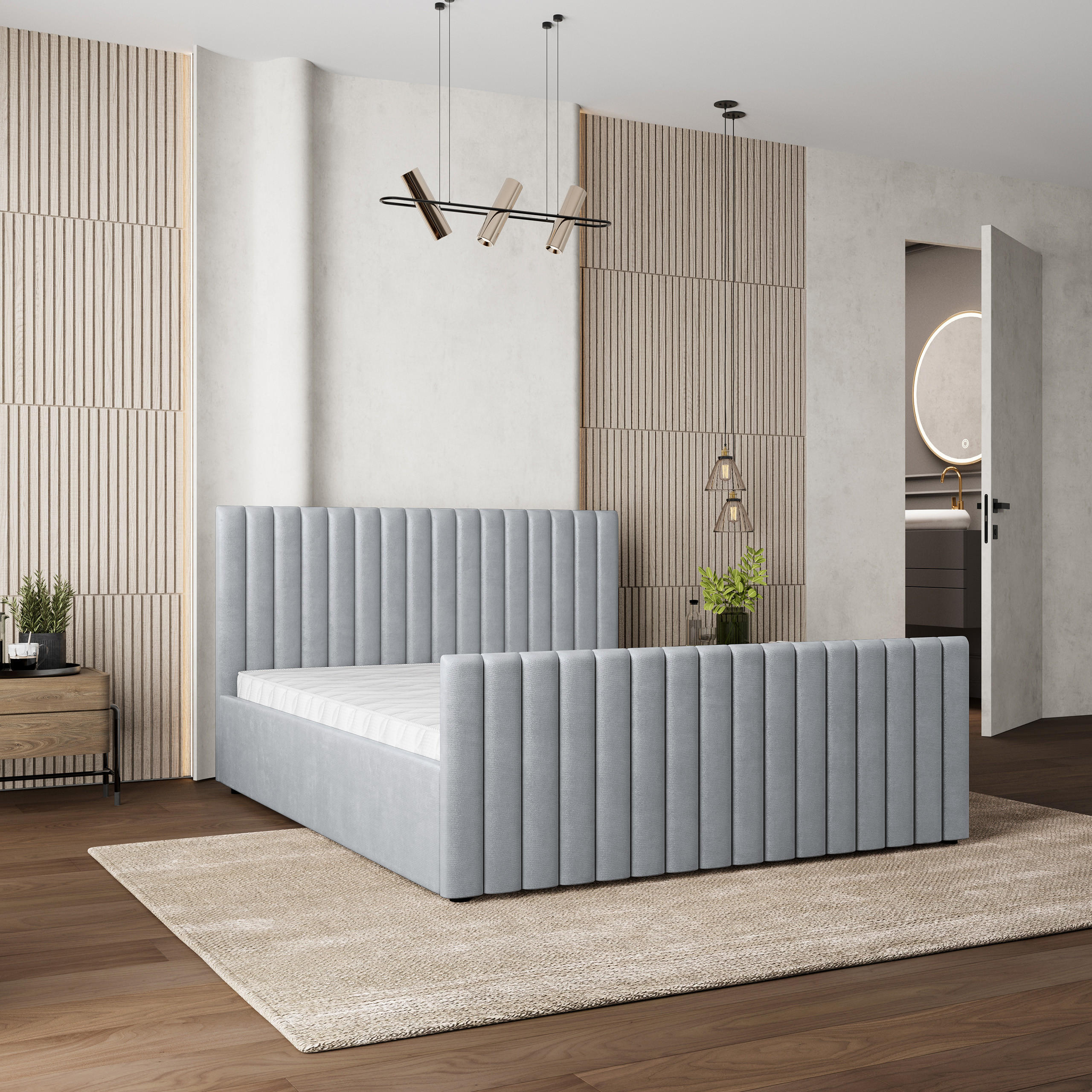 POLSTERBETT CANOVA 180x200 cm mit Bettkästen - Hellgrau - Hellgrau, Holz (180/200cm) - MASSENO