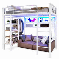 HOCHBETT 90/200 mit LED Kleiderstange und Ablagefach in Weiß - Weiß, Holzwerkstoff/Metall (90/200cm) - EVRYAE